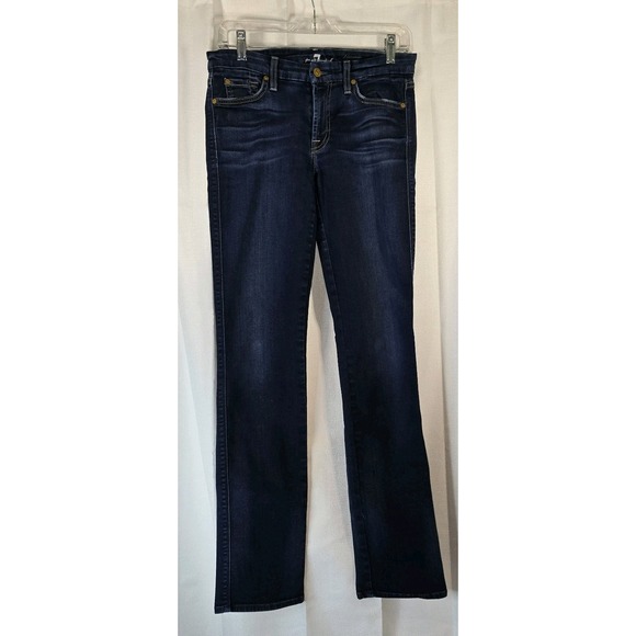 7 For All Mankind Kimmie Straight Leg Stretch Dark Denim Women's Size 29 - Picture 1 of 16